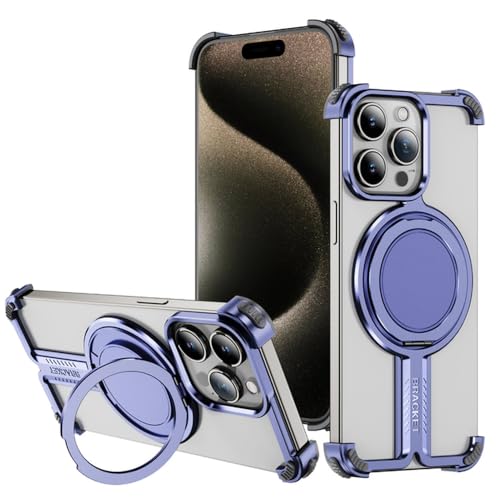 Coque iPhone 14 Pro Max en titane violet clair avec anneau rotatif pour le quotidien