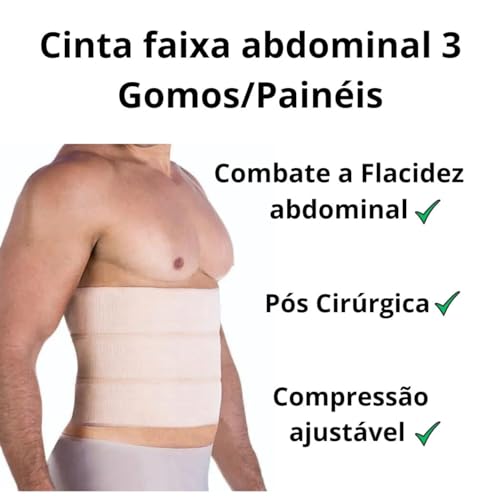 Cinta Faixa Pós Cirúrgica Abdominal Elástica Ortopédica Pós Parto Compressão 3 Gomos/Paineis (XGG)