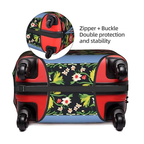 Ukrainian Embroidery Style Rose Print Luggage Cover For Suitcases, Travel Case Protector, Simple & Convenient Installation4