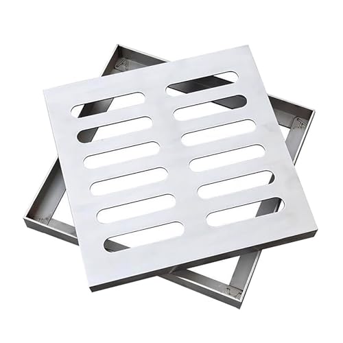 Rejilla de drenaje cuadrada de acero inoxidable 304 resistente para calzadas, jardines, centros comerciales y aceras (20 x 20 cm), solución de drenaje