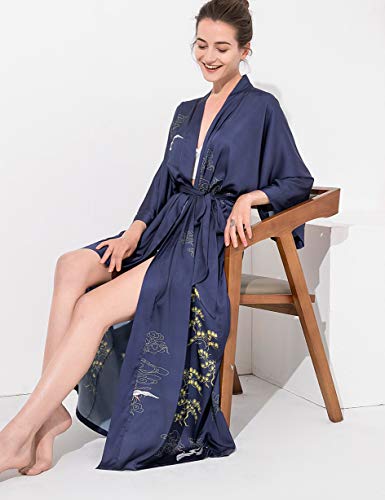 Aensso Long Soft Lightweight Silky Kimonos Robes for Women, Luxury Japanese Floral Womens Kimono Robe4