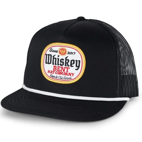 Image of WHISKEY BENT HAT CO. Black Label Adjustable Snapback Hats with Rope