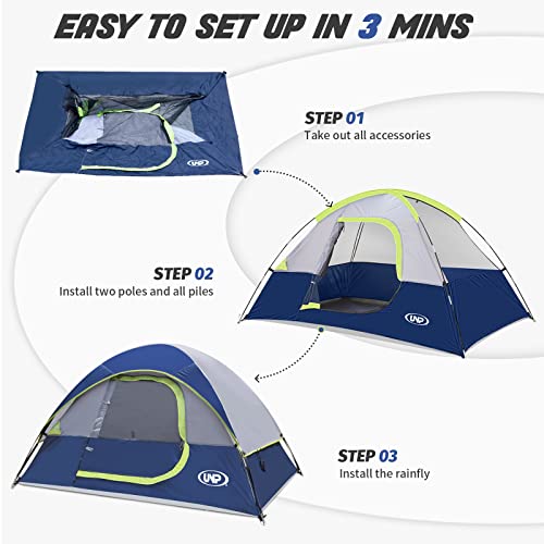 image for unp Camping Tent 4 Person, Waterproof Windproof Tent with Rainfly Easy