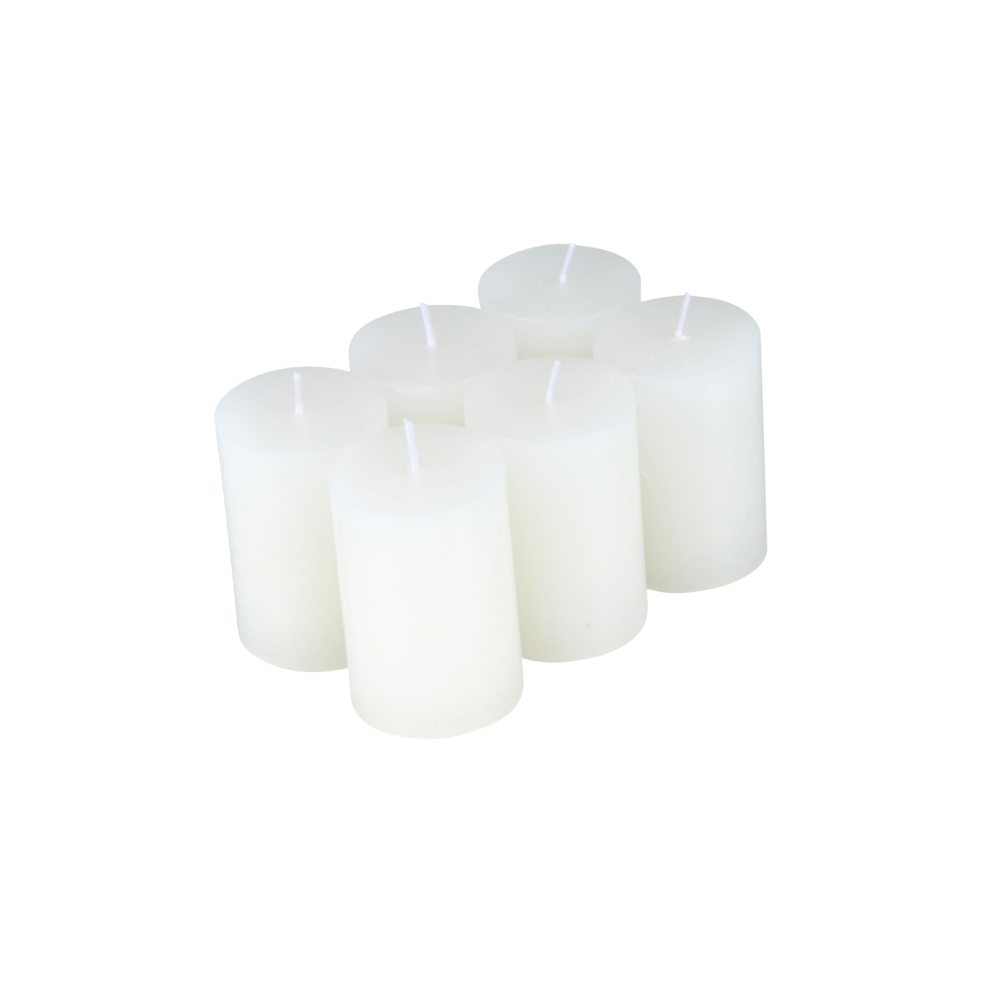 Juego de 6 velas votivas D4 x 6 cm, color blanco