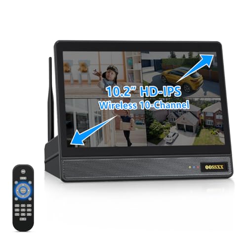 (10CH All in One Monitor) Home Security Cameras Wireless Outdoor Security Camera System,WiFi NVR Network Surveillance Video Recorder Indoor House Alarm