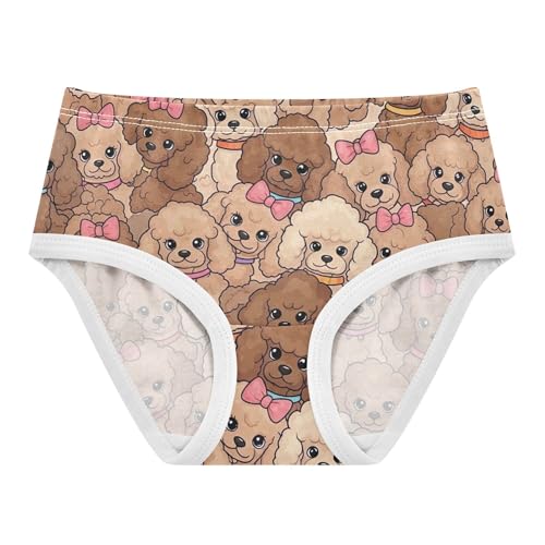 Print Toddler Girls Underwear 2t Cotton Cute Panties Girl Cute Cartoon Poodles Brown Beige Kids Briefs Undies