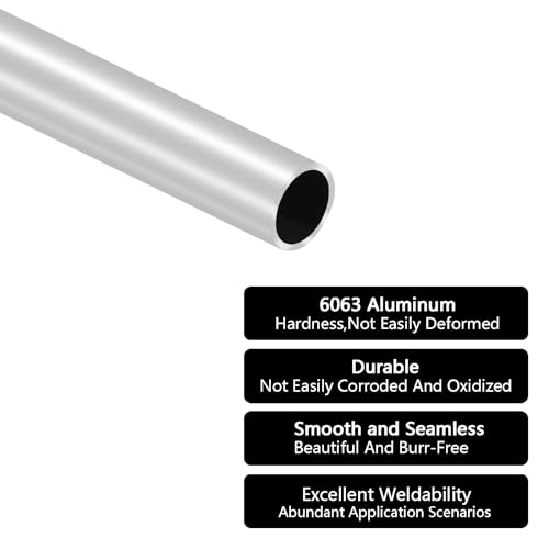 Lzzoeagh Aluminum Tube 1 Inch,2Pcs 16 Inch Length 1 Inch Od Aluminum Round Tube,0.12 Inch Wall 6063 Aluminum Round Tube thumb #2