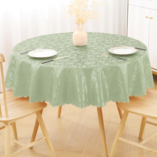 Image of Smiry Round Waterproof Heavy Duty Vinyl Tablecloths, 60 x 60 Inch
