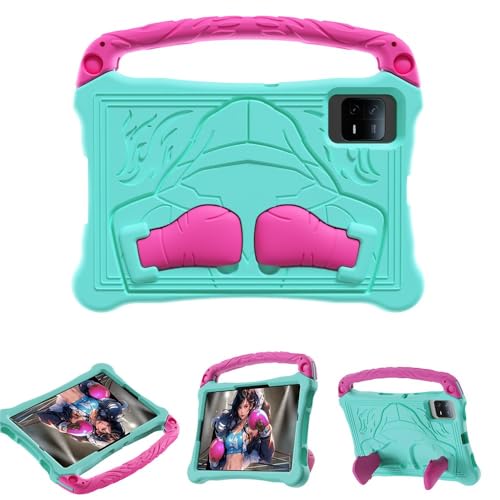 Coque silicone Lenovo TB336FU pour enfant avec bandoulière et support bicolore vert rose