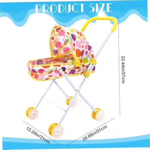 Cochecito de muñeca como regalo para niños con dosel y chasis plegable 4