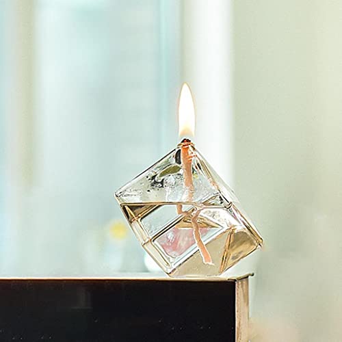 Modern Refillable Glass Oil Lamp Oil Lamp Unscented Ornament With Wick For Essential Oil Emergency Household Decoration Friend, Cubic, Multiple Sizes #TOP5
