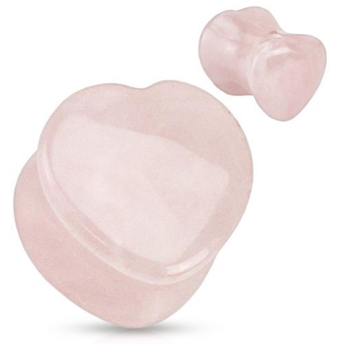 Tapsi´s Coolbodyart ®| Double Flared Plug Pierre Quartz Rose Coeur 14mm Cover