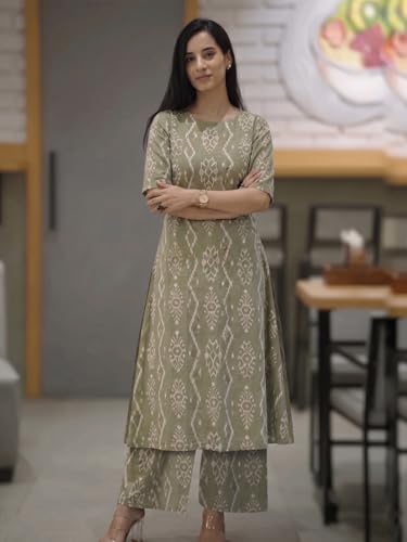 Image of ANNI Designer Co Ord Set for Women Viscose Printed | A Line Kurta Palazzo Set for Woman | Round Neck Elbow Sleeve Ethnic Dress Stylish Coord Outfit Trendy Womens Clothing