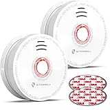 SITERWELL Smoke Detector Fire Alarm with Magnetic Fastening Kit and Built-in Battery, Fire Safety with Photoelectric Technology for Home Bedroom and Babyroom, UL Listed, GS528A, 2 Packs