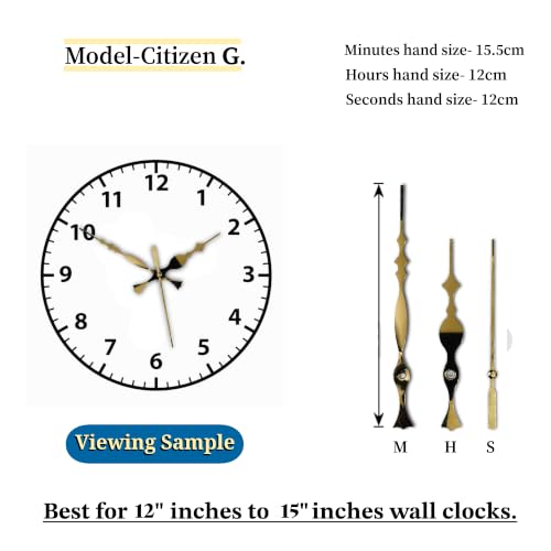 Image of Glossy Gold Metal Clock Hands Replacement Set - Modern Metallic Golden Needles for DIY Wall Clock Making, Resin Art & Crafts (Set of 1) (Citizen Gold)