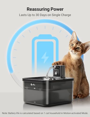 DownyPaws Cat Water Fountain Cordless, Pet Fountain, 84oz/2.5L, Black Pro - Image 4