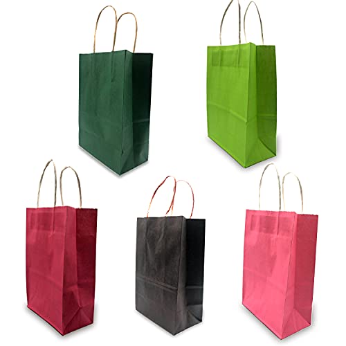 15 piezas Bolsas Papel 21 * 15 * 8CM,Colorful de Papel Negro,Bolsas de Papel con Asas,Bolsas Papel Kraft,Bolsas Regalo(Espesar 130gsm) (Colorful)