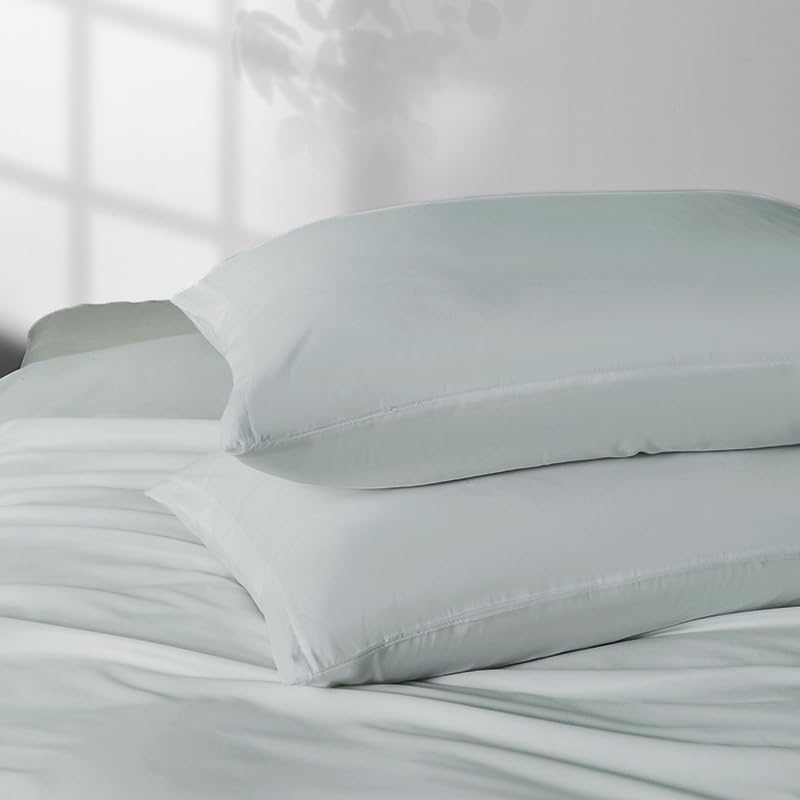 Image of 2 Pack Microfiber King Zipper Pillowcases, Soft Comfortable Not Shrink Light Blue Pillow Case, Breathable Pillow Cases Set of 2 (20x36 Inches)