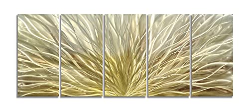 Sygallerier Large Metal Wall Art Hand Crafted 3D Abstract Aluminum Artwork In 5 Pieces Modern Sculpture Contemporary Metallic Pictures For Living Room Bedroom Farmhouse Decor #TOP2