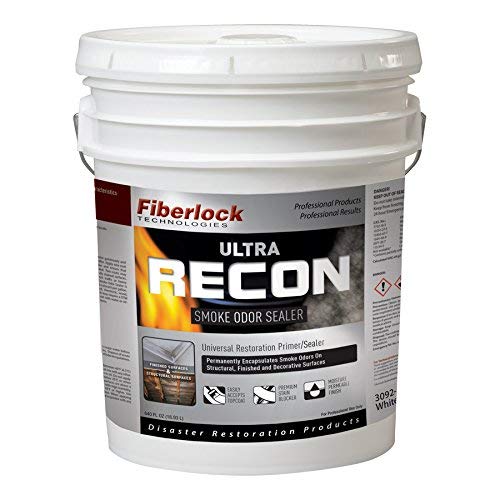 Best Cyber Deals 🔥 FIBERLOCK Ultra Recon Smoke Odor Sealer Universal Premium Restoration Stain Blocking Primer/Sealer - 3092 - 5 Gallon, White