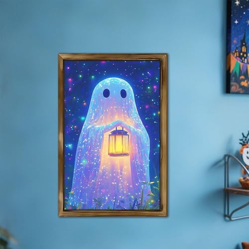 Pósteres luminosos de fantasma con arte espeluznante de Halloween para salón 4
