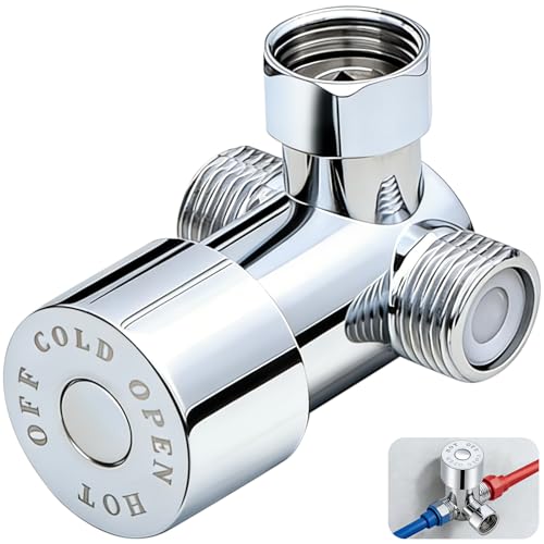 Vanne Mélangeuse Thermostatique 3 Voies, Mitigeur Douche Alliage Argent, Contrôle Température Eau Chaude Froide, Cartouche Céramique et Clapets Anti-retour, Raccord...