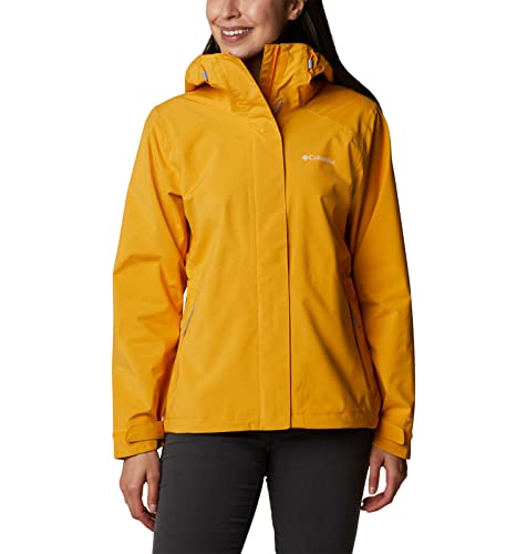 Veste Columbia Earth Explorer femme coupe-vent sous la pluie en forêt et montagne coloris mangue