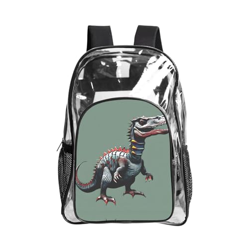 Mochila de dinosaurio con bolsillo de malla que agiliza la seguridad