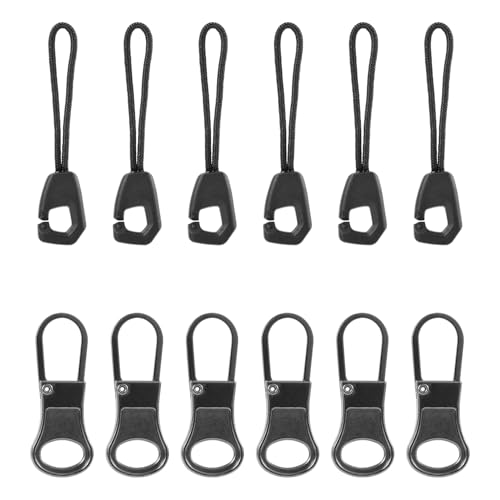 12pz Cerniera Tira Sostituzione, Tirante per Cerniera Lampo Staccabile Metallo Zipper Pull Cordino Cerniera Maniglia di Riparazione per Bagagli Abbigliamento Zaini Giacche Pantaloni