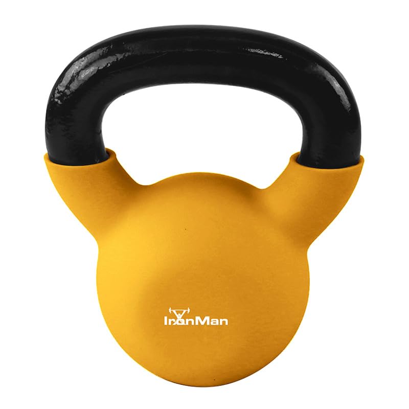 BodyTrain Cast Iron Neoprene Coated Kettlebells, 4-40kg Weight Options, Home Fitness Training and Commercial Gym (6kg Single)