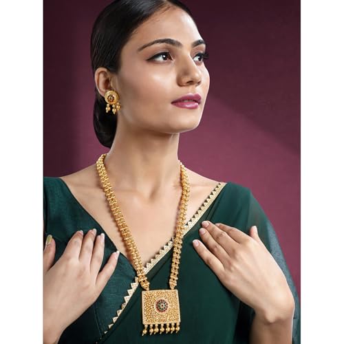 Image of Peora Gold Plated Bridal Jewellery Set with Kamarband Gift for Women Indian Traditional Ethnic Wedding