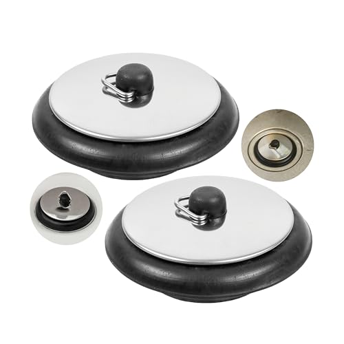 Tapones universales, 2 Piezas, de Fregadero, de Cocina, para Desagües de 1-1/2, Ø 42 a 40 mm, con Orificio de Ø 60 mm, Tapa de Metal Cromado, Tapón de Drenaje para Fregadero de Cocina y Baño, Plug