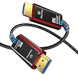 【Potente y ampliamente aplicable】El cable HDMI 2.1 de fibra óptica es compatible con Dynamic HDR10,eARC,ALLM,QFT,QMS, VRR,BT.2020, 4:4:4 RGB, HDCP 2.2/2.3, también tiene 32 canales de audio y una tasa de muestreo de 1536KHz; el cable HDMI de fibra óptica de 8k es compatible con Nvidia RTX 3080/3090 Xbox Series X PS5 etc. Potentes características que pueden adaptarse a una amplia gama de dispositivos en su hogar, para que su experiencia sea inigualable.
