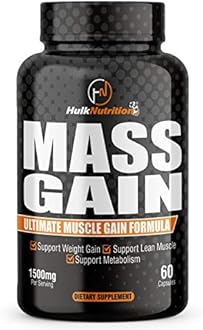 HulkNutrition Bulk Gain Mass & Weight Gainer Capsule for Fast Weight & Muscle Gain, Muscle Building Weight Lifters Supplement for Muscle Growth, Stamina & Strength, Men & Women - 60 Cap. | Free Shaker