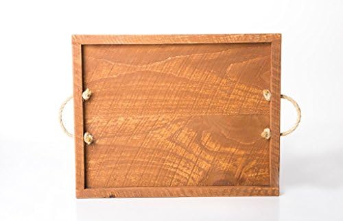 Rooms Organized Large Rectangle Rustic Pine Wood Food Wine Serving Tray with Handles Decorative Ottoman Breakfast Trays for New Homeowners Gift Ideas Hand Crafted in The USA (Natural)