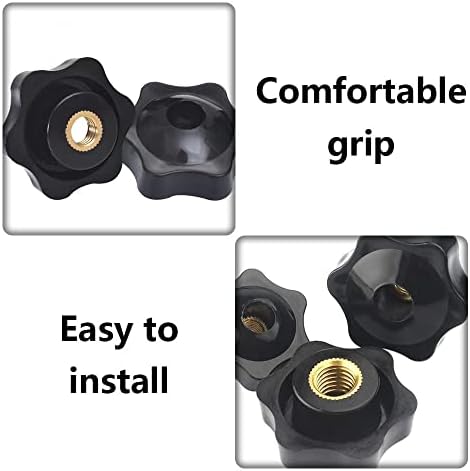 DADADEFEIJI 10 Pcs M6 Black Plastic Star Shape Head Female Thread Clamping Knob m6 Knob Grip Handle for Machine Tool
