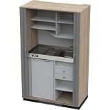 kaiserkraft | Cucina a scomparsa con ante a serranda | 2 piastre di cottura in vetroceramica | lavandino a destra | quercia/antracite 1956 x 1200 x 650 mm
