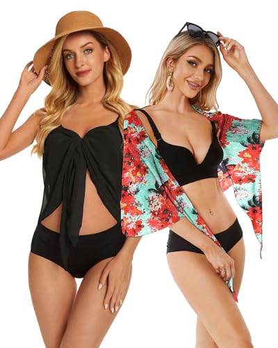 Image of CHICGAL 2 Pieces Women Beach Sarong Bathing Suit Wrap Skirt Sheer Bikini Swimsuit Cover Ups for Swimwear