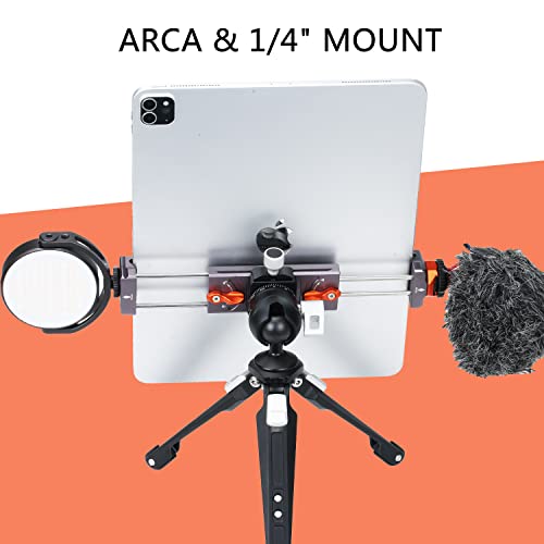Metal Ipad Tripod Mount Adapter, Tablet Holder Tripod Mount With 1/4" Screw And Rotatable Cold Shoe Mount Compatible With Ipad Pro 12.9, Ipad Air 2 3 4, Galaxy Tab,Iphone #TOP3