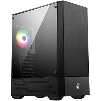 MSI MAG FORGE 110R PC Case ATX Middle Tower Black for Beginners with 1 ARGB Fan Shatterproof Acrylic Panel CS8337