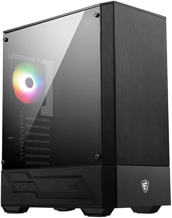 MSI MAG FORGE 110R PC Case ATX Middle Tower Black for Beginners with 1 ARGB Fan Shatterproof Acrylic Panel CS8337