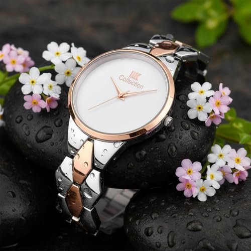 Image of IIK COLLECTION Watch for Women Round Dial |Analogue Quartz Movemnet Ladies Watch|Long Battery Life|Stainless Steel Adjustable Bracelet Chain Strap|Fancy Clasp Safety Watch for Woman