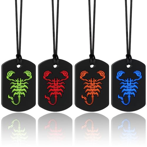 Sensory Chewy Necklaces for Sensory Kids, 4 Packs Silicone...