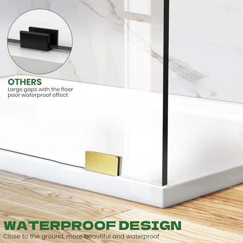 Shower Glass Panel 32" W ×78" H Fixed Frameless Shower Door in Brushed Gold 5/16"(8mm) Thick Clear Tempered Glass Panel with Clamps Bathroom Screen for Walk in Shower by STADREAM - Image 3