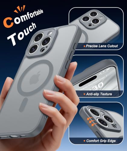 Image of FNTCASE for iPhone 16 Pro-Max Case: Translucent Gray Fit for MagSafe
