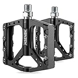 HSENBK Wide Mountain Bicycle Pedals MTB Pedals, Bicycle Flat Pedals, Lightweight Aluminum Alloy 9/16' Sealed Bearing Platform Pedals for Road Mountain BMX MTB Hybrid Bike