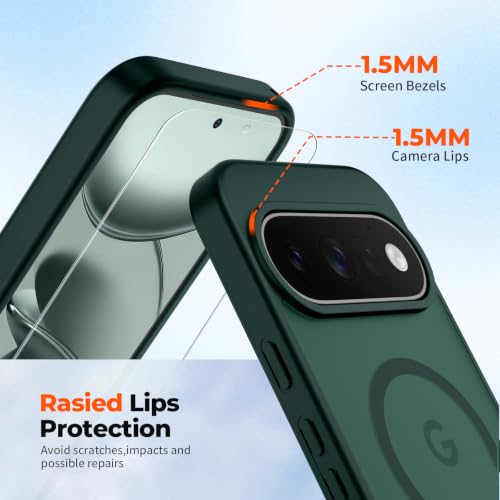 Image of SUPFINE Magnetic for Google Pixel 11 Pro XL Case - Forest Green | With Screen Protector,Translucent Matte,Built-in Magnets,Military Grade Drop Protection,Shockproof Phone Cover
