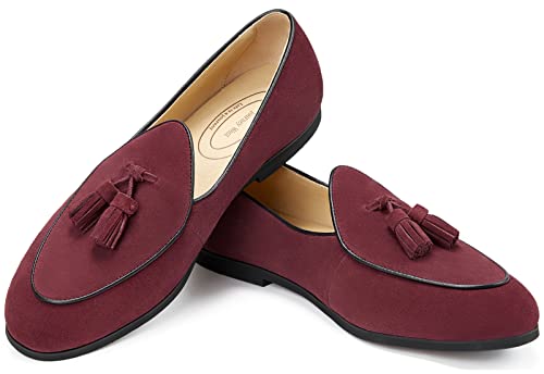 Image of Journey West Suede Tassel Loafer for Women Slip-on Belgian Penny Loafers Shoes for Women in Many Colors