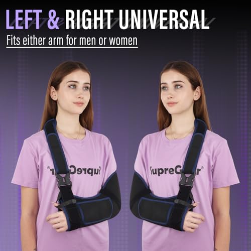 supregear Arm Sling Shoulder Immobilizer for Women Men, Comfortable Breathable Sling for Shoulder Injury, Rotator Cuff, Broken Dislocated Fracture Strain, Fit Left or Right Arm, Black + Dark Blue, S — view 6