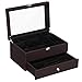 SONGMICS Mens Wooden Watch Box 10 Slots Jewelry Organizer Storage Case with Real Glass Top UJOW02Z
